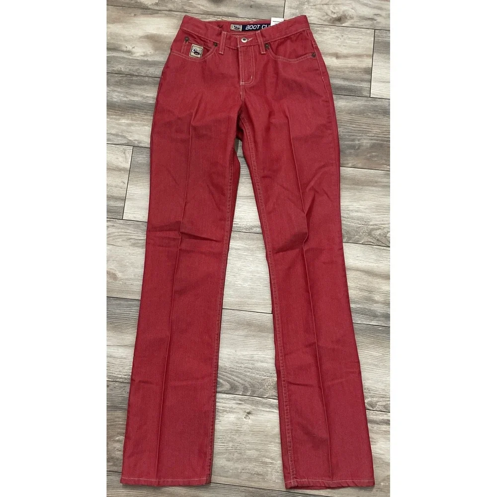 VINTAGE Cruel Girl Boot Cut‎ Jeans Stretch Size 1 X-Long Red